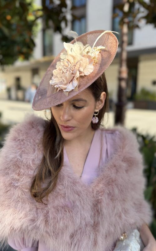 Tocado Sinamay Rosa Nude