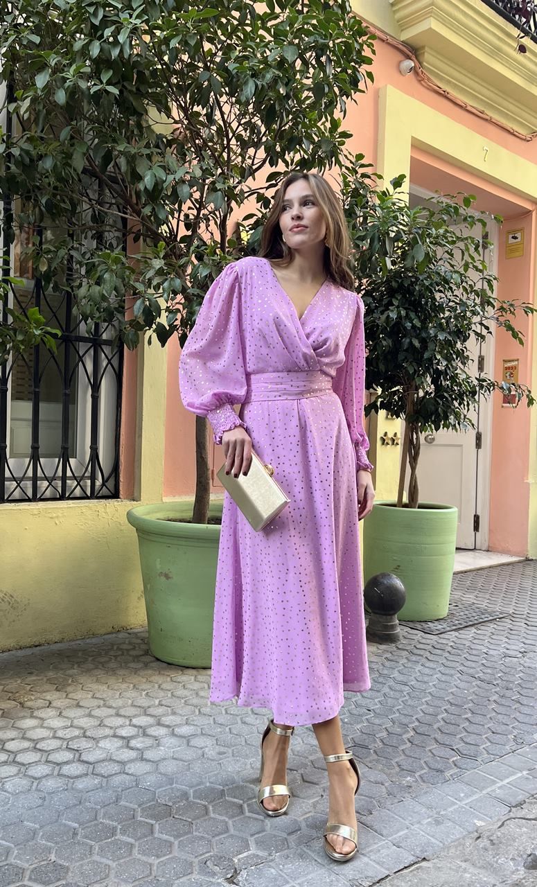 Vestido Gasa Carlota Rosa