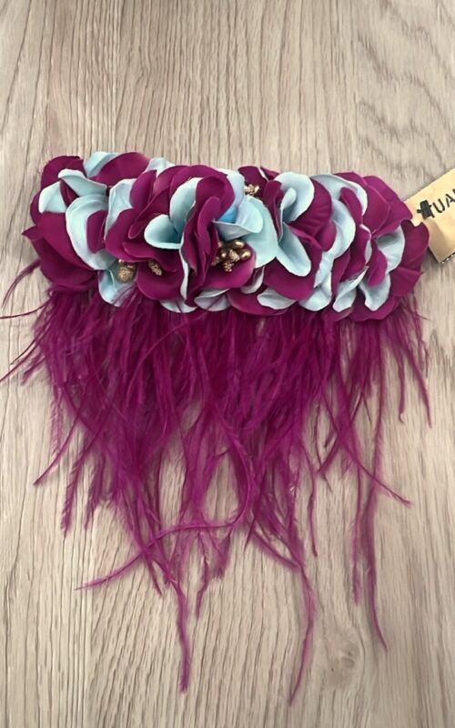 aplique de flores y plumas para coser