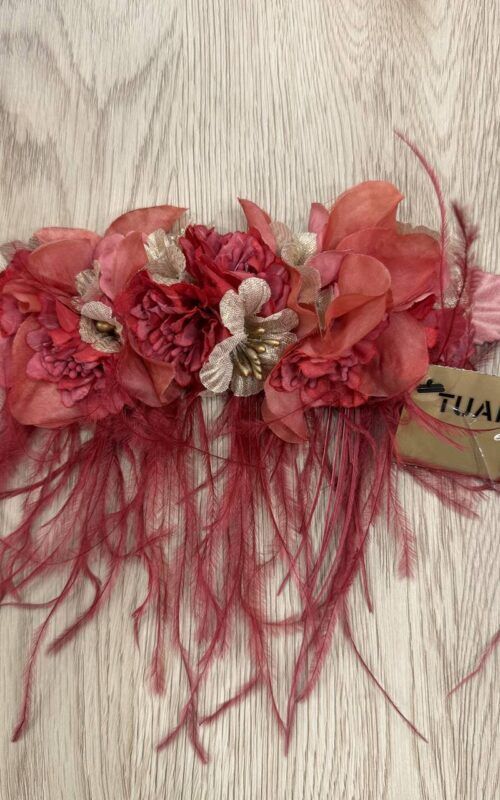 aplique de flores color teja para coser en prendas de fiesta