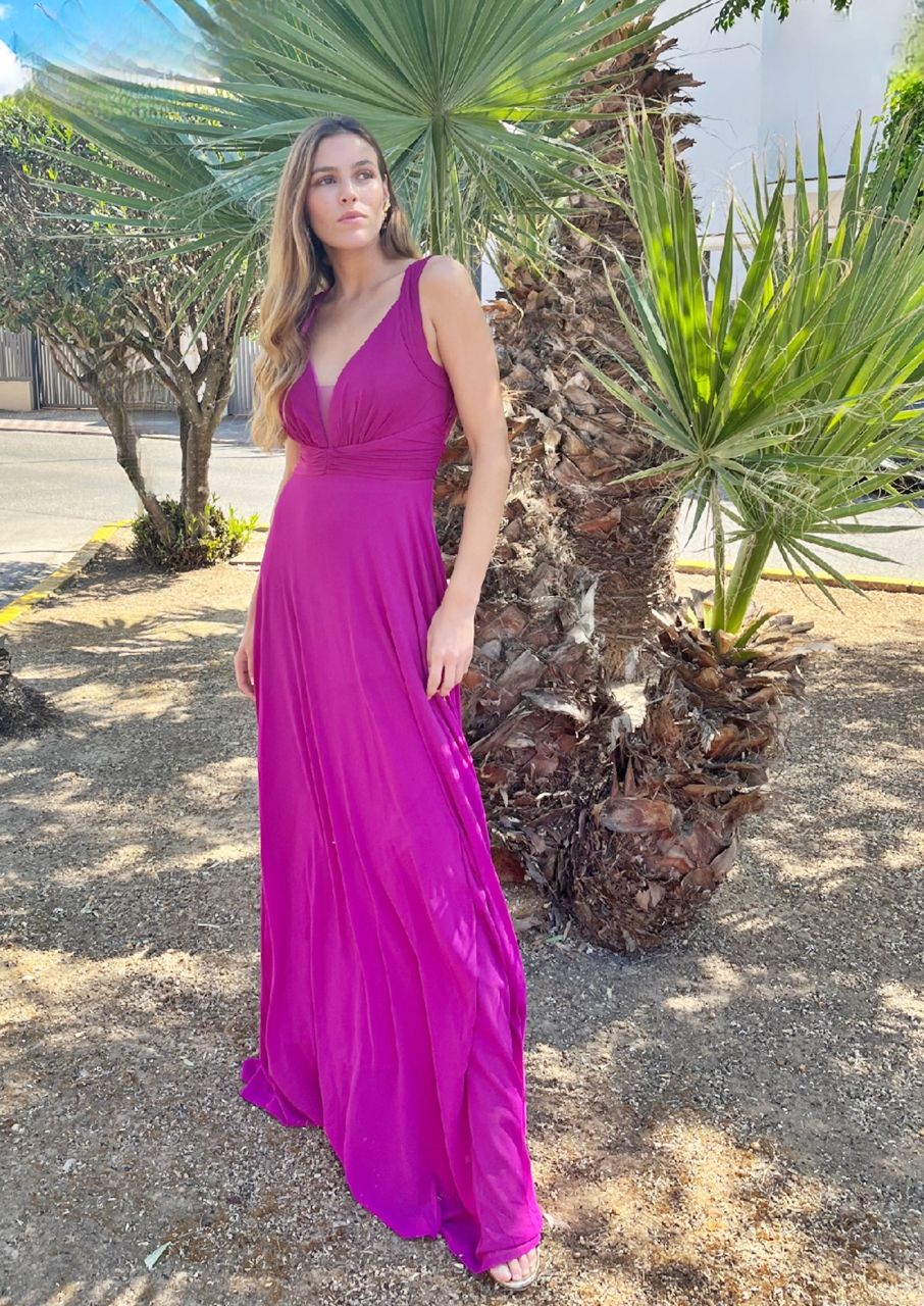 Vestido largo tul bordado Tuareg Modas