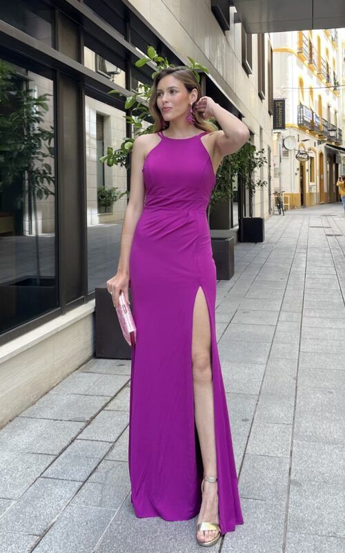 vestido largo entallado buganvilla para graduaciones