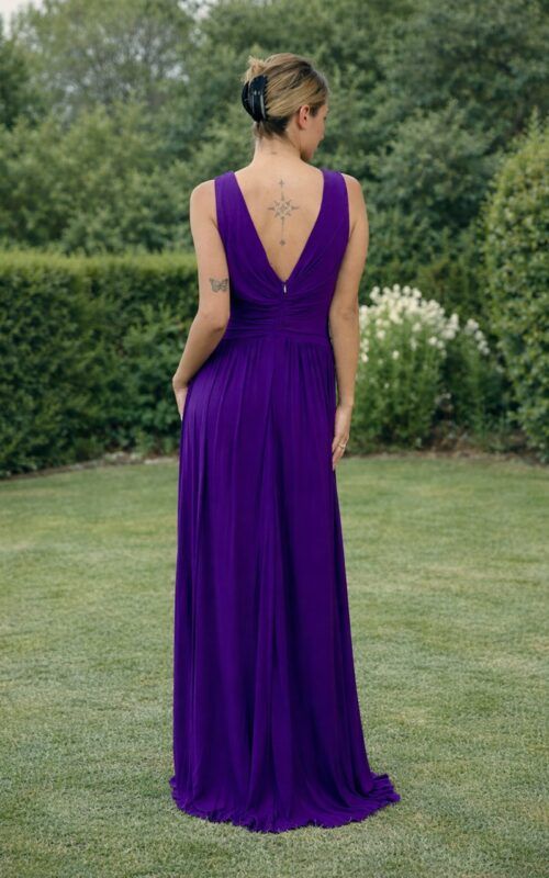 vestido largo morado para graduaciones y bodas