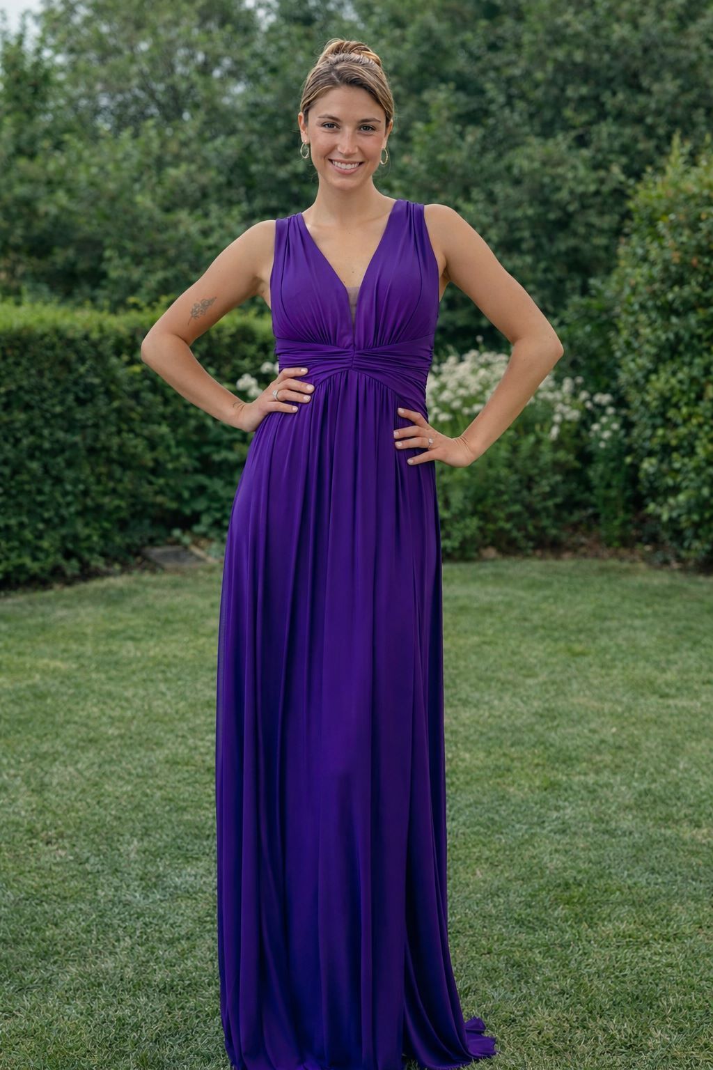 vestido largo morado para graduaciones y bodas