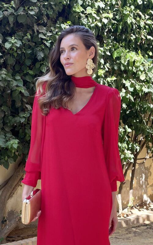 Vestido gasa Cecilia rubí - Imagen 3