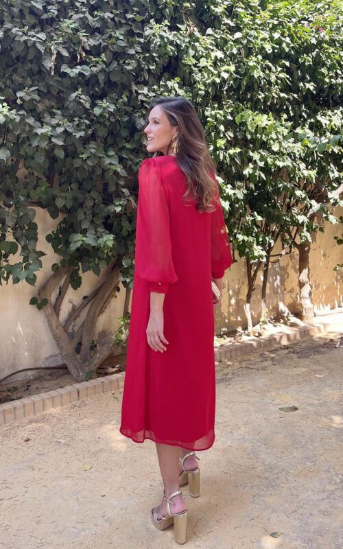 Vestido gasa Cecilia rubí - Imagen 2