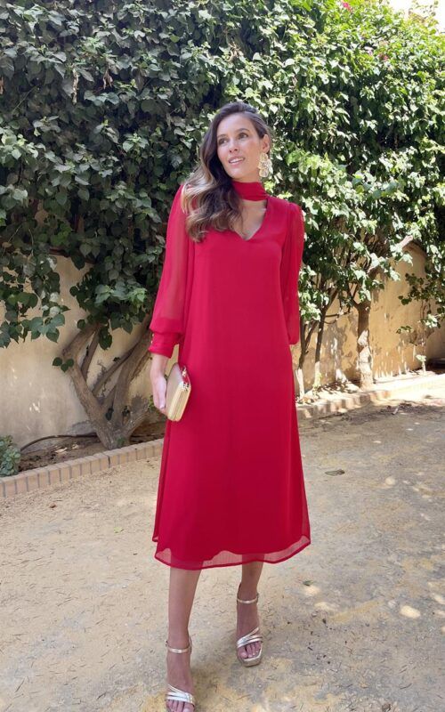 Vestido gasa Cecilia rubí