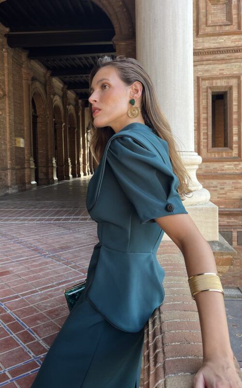Vestido verde botella Milán - Imagen 3