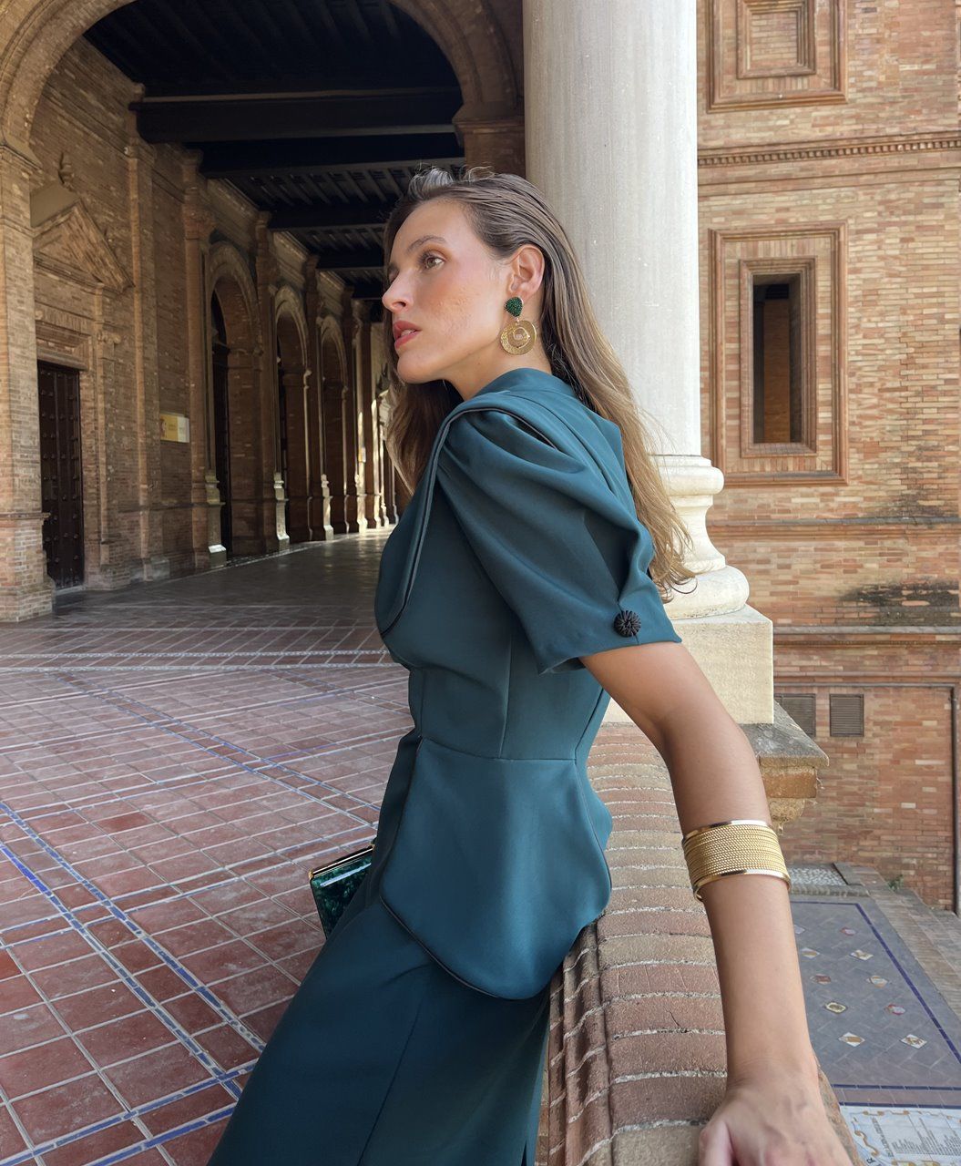 Vestido verde botella Milán - Imagen 3