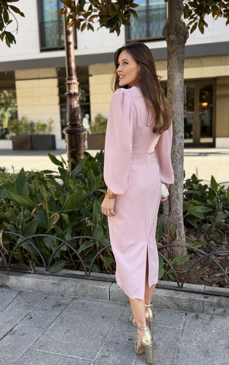 Vestido fiesta Caetana rosa - Imagen 3