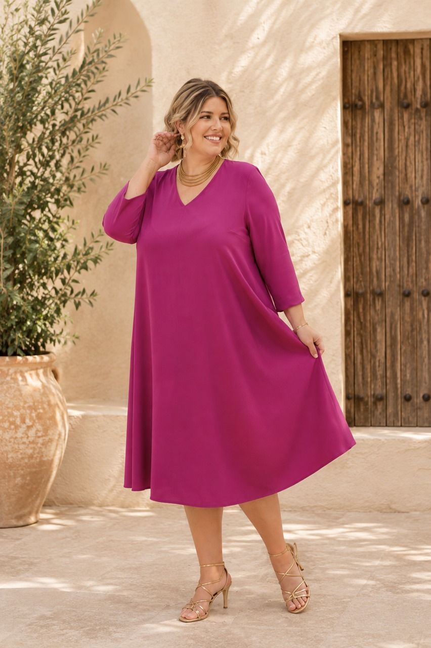 vestido invitada buganvilla para tallas grandes hasta 56