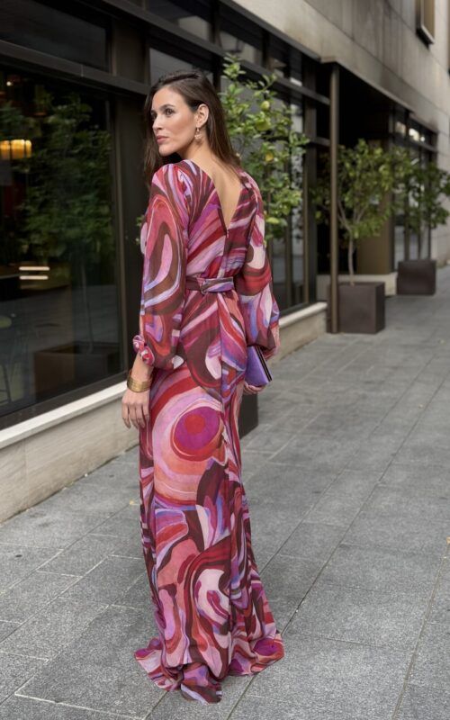 vestido largo buganvilla estampado para invitadas