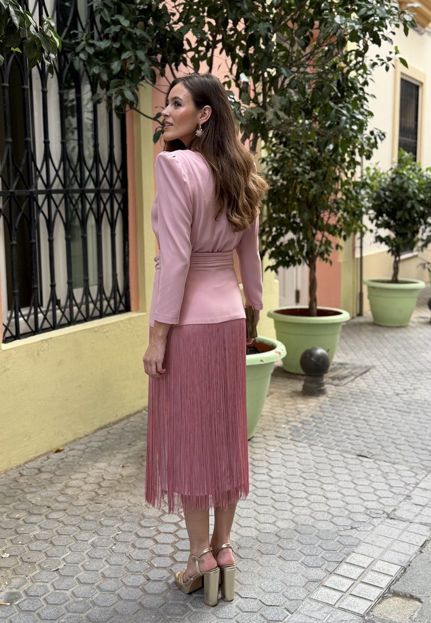 Vestido sobrefalda flecos Carmen - Imagen 2