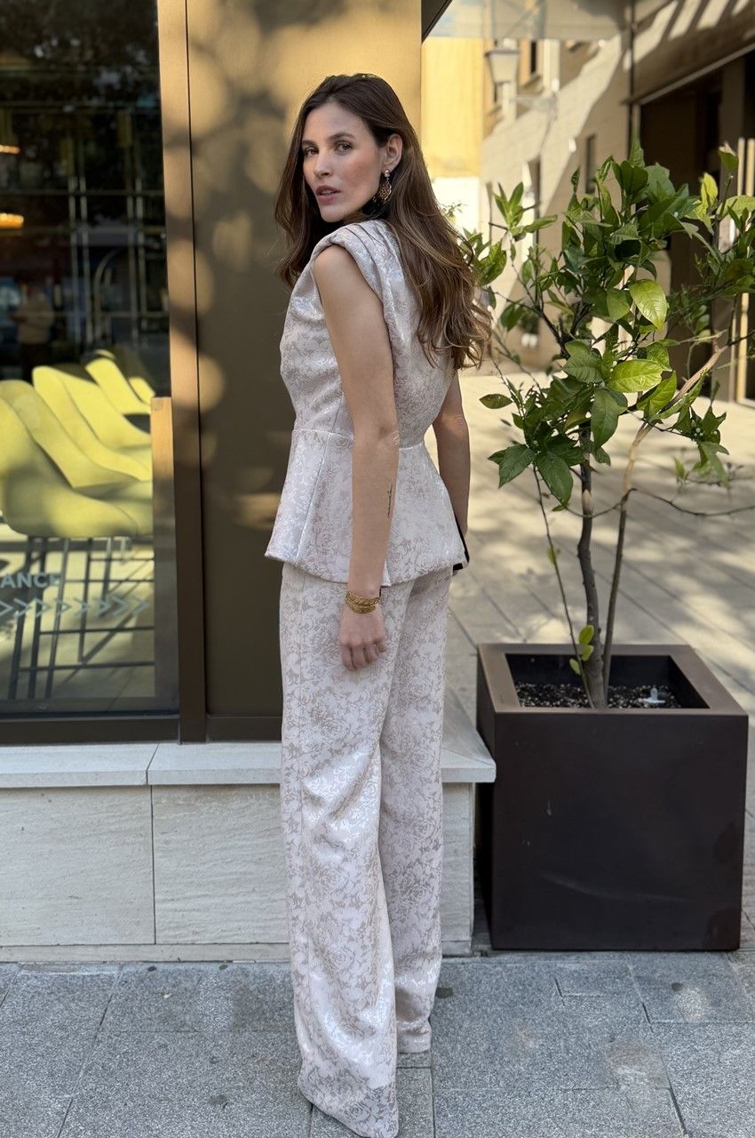 conjunto de pantalón en jacquard para invitada