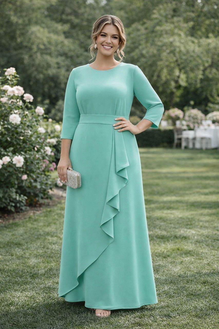 vestido para madrina en color aguamarina o verde muy claro