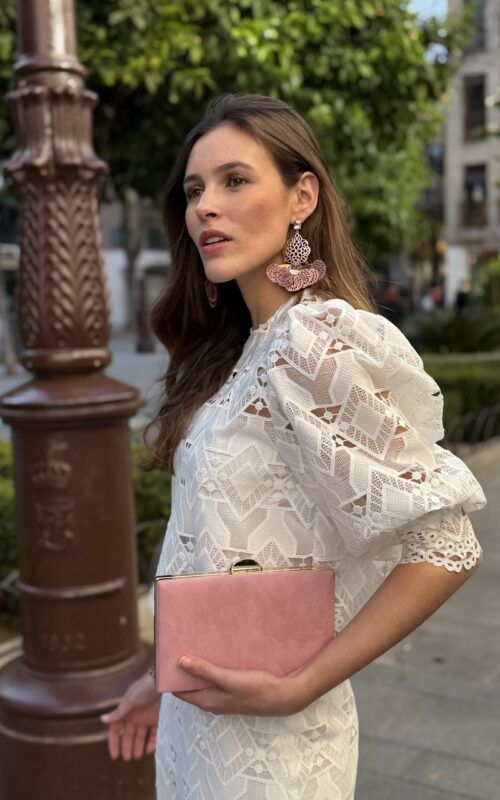 conjunto guipur blanco para mamá de comunión
