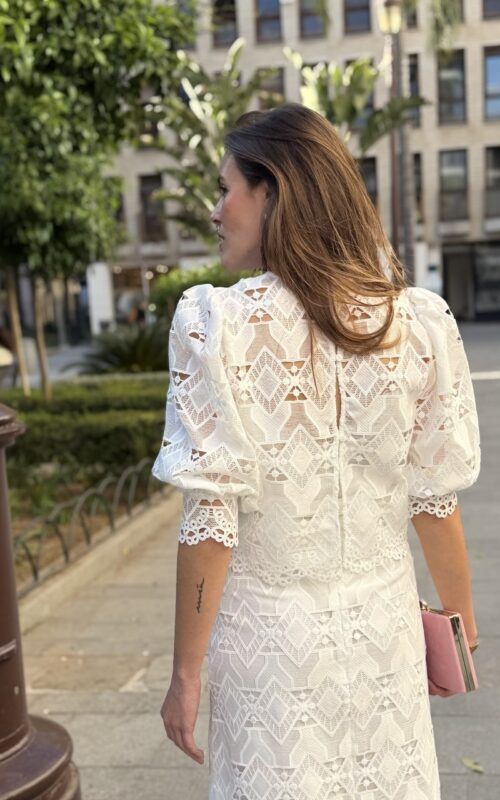 conjunto guipur blanco para mamá de comunión