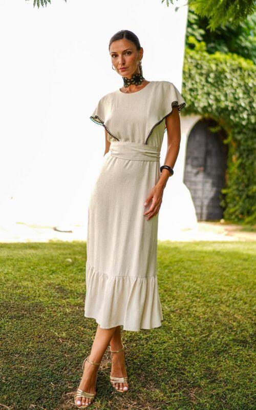 vestido de lino para invitadas a comuniones, bautizos y fiestas