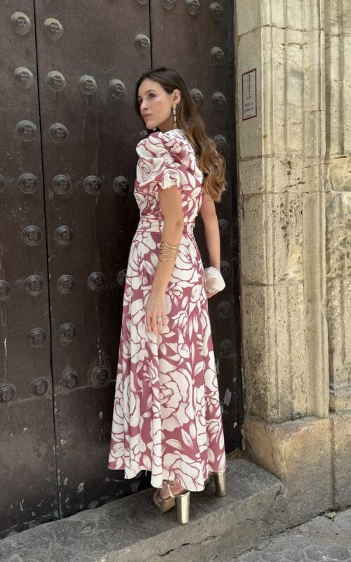 vestido estampado evasé para invitadas a bodas, comuniones y bautizos