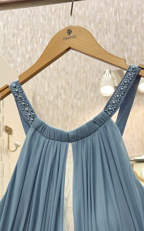 Vestido largo Filipa azul acero - Imagen 2