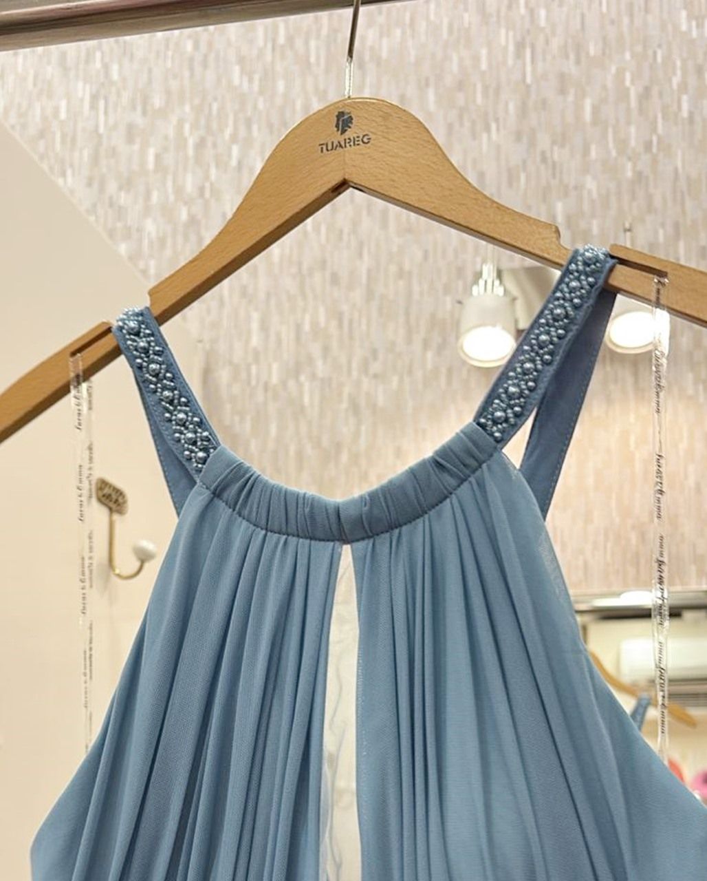 Vestido largo Filipa azul acero - Imagen 2