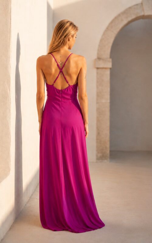 vestido largo buganvilla para graduaciones y bodas