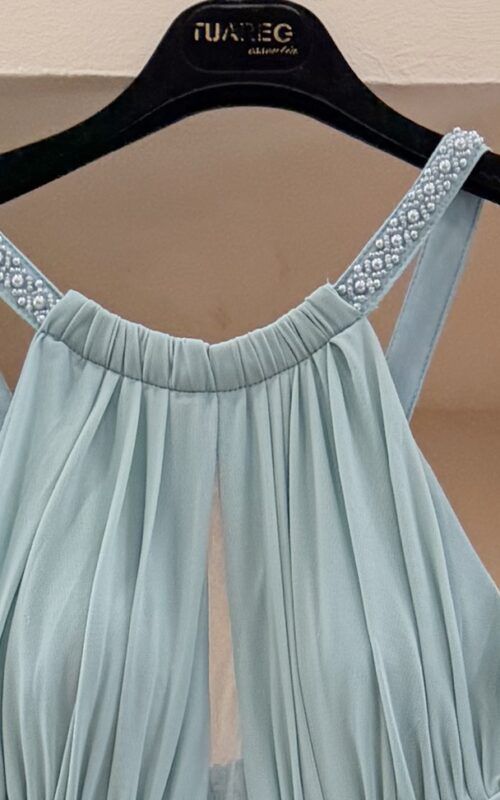 vestido largo celeste para invitada a bodas y graduaciones
