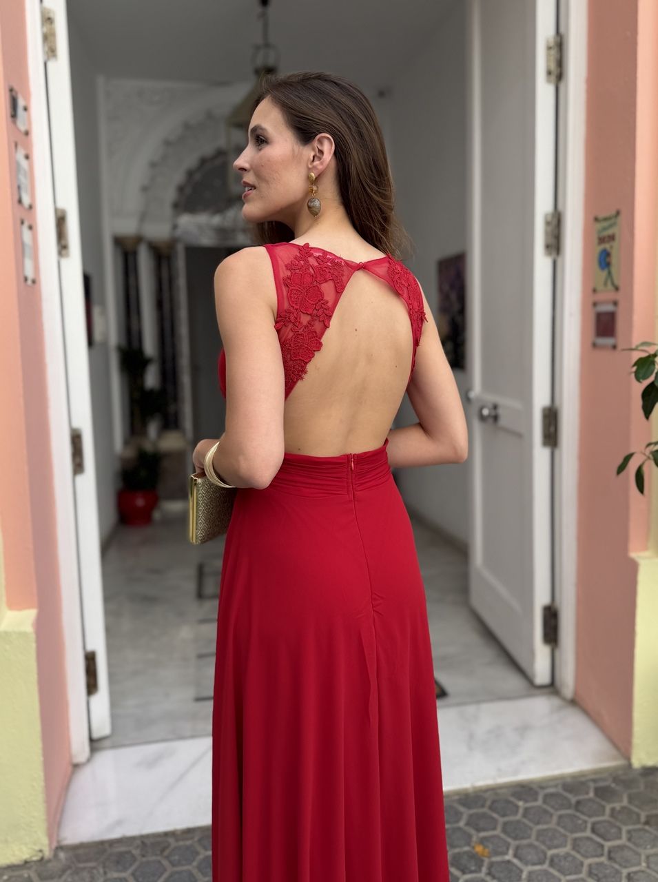 Vestido largo gasa tul bordado Katharina - Imagen 5