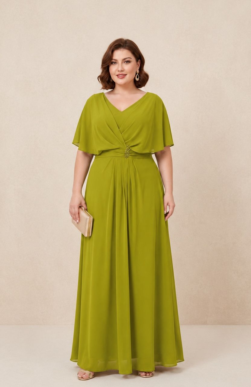 vestido para invitada y graduaciones largo en gasa para tallas grandes