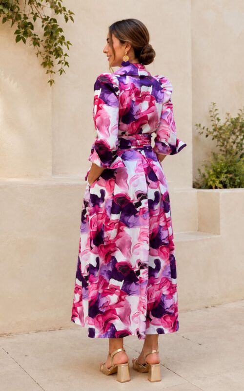 vestido estampado en algodón 100% para invitadas