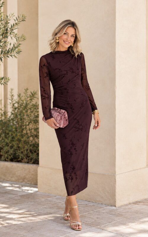 vestido tul berenjena para eventos