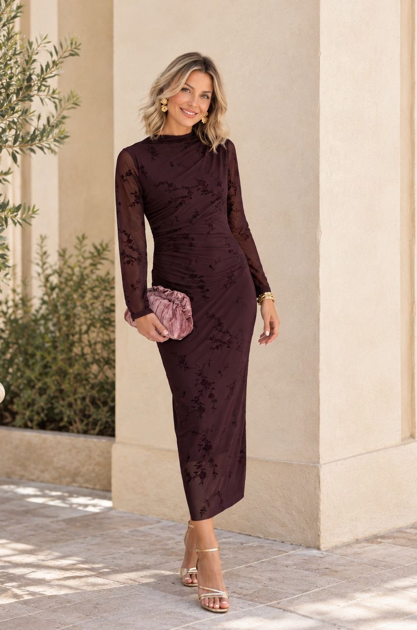 vestido tul berenjena para eventos