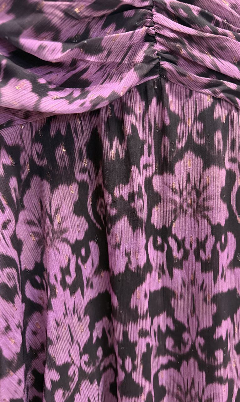 vestido de gasa estampada para bodas y eventos