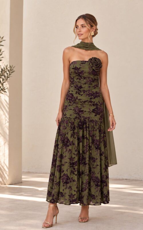 vestido tul elástico con terciopelo en color morado para invitada