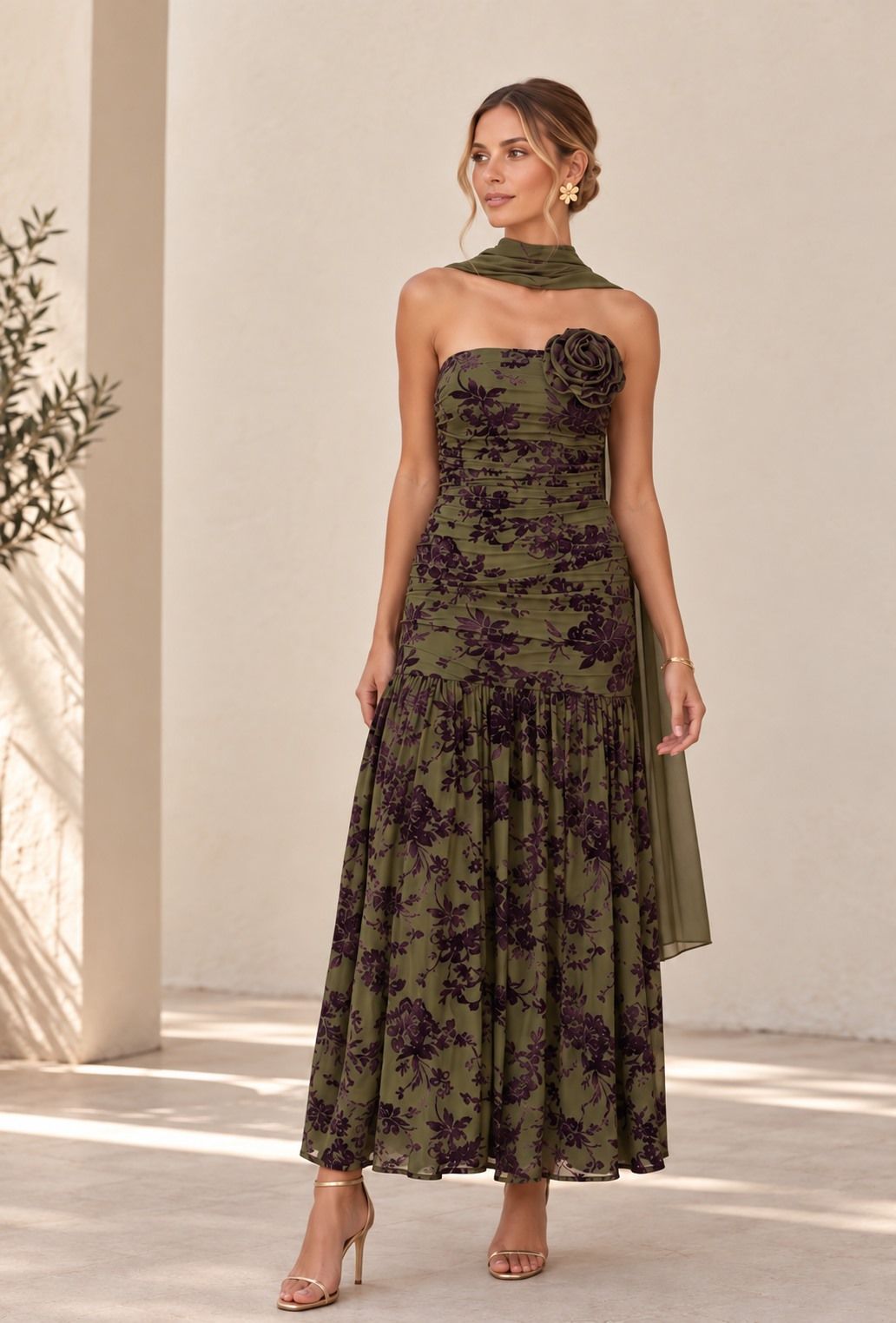 vestido tul elástico con terciopelo en color morado para invitada