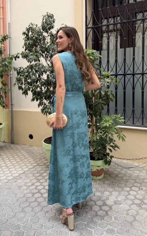 vestido en raso jaquard para invitadas