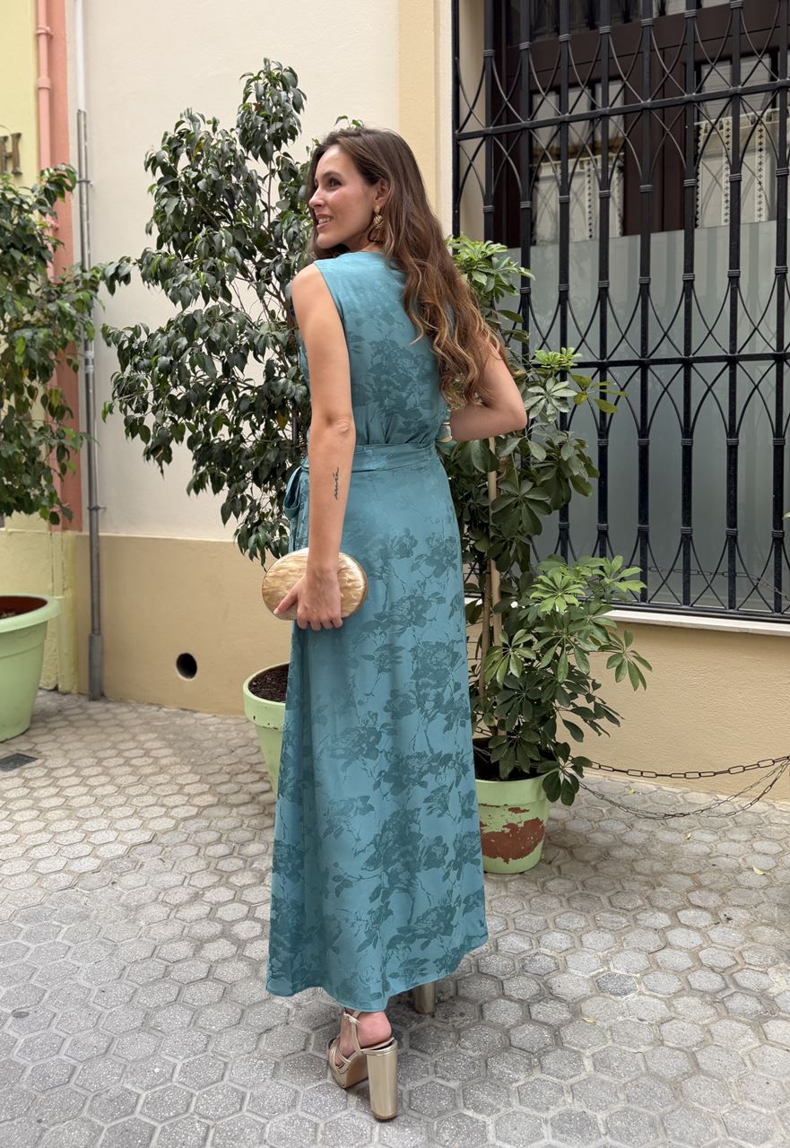 vestido en raso jaquard para invitadas