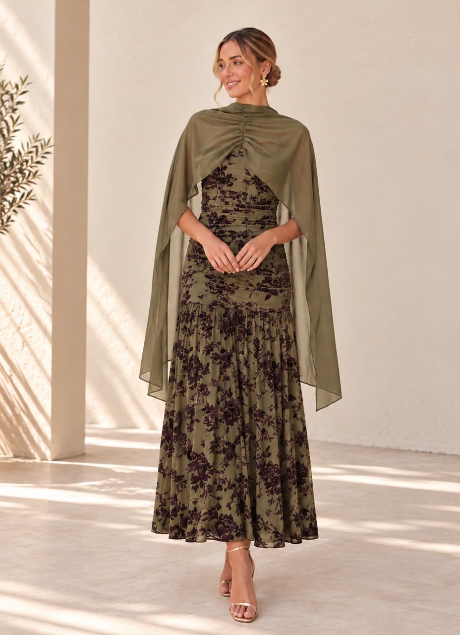 vestido tul elástico con terciopelo en color morado para invitada